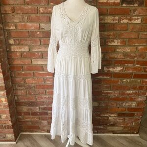 Cottage Fairy CottonWhite Lace Maxi Dress